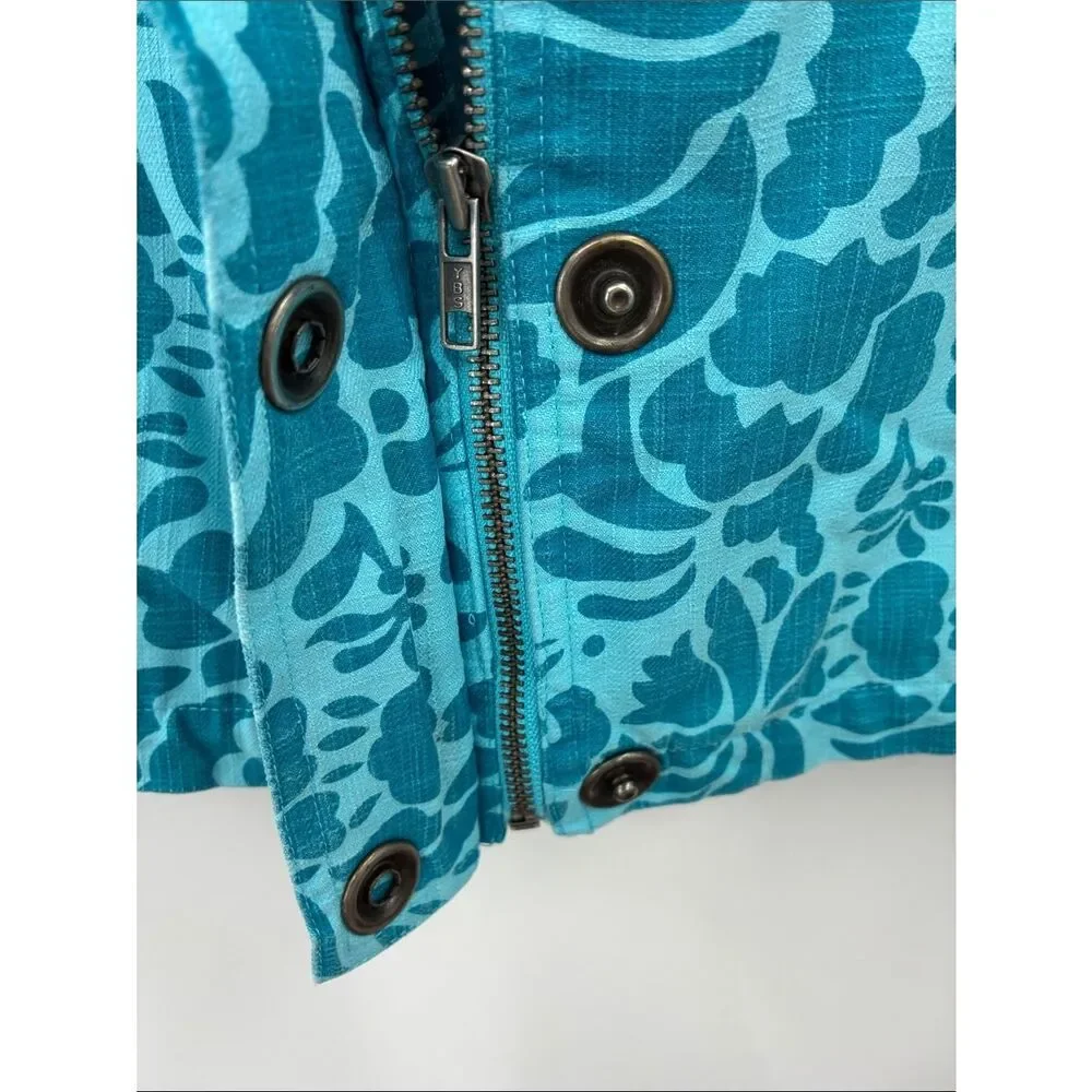 3For$20 Coldwater Creek Turquoise Floral Button Zip/Button Jacket size s - Picture 6 of 6